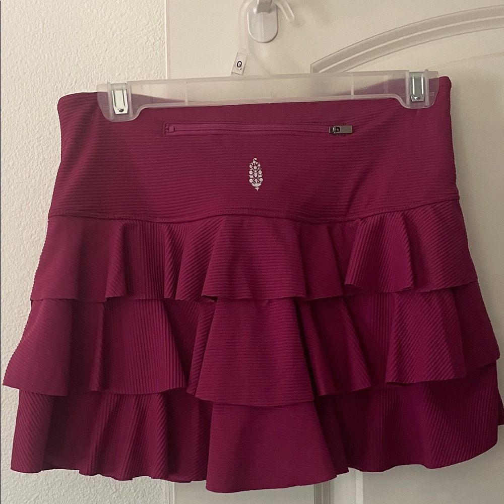 Free People Movement Burgundy Ruffle tennis skirt
